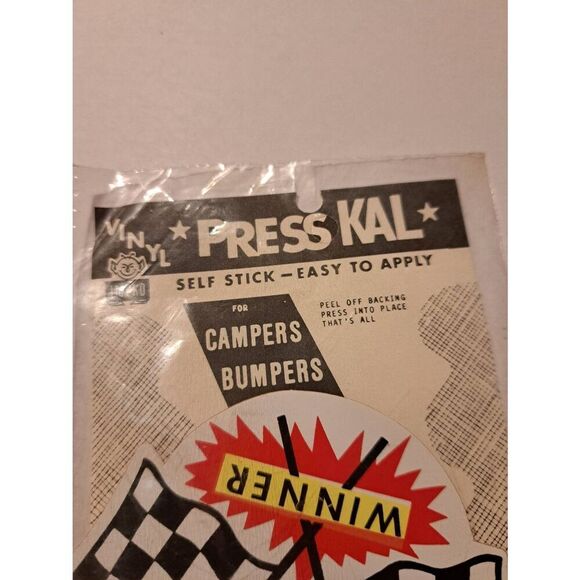 Vintage RARE 1960s Impko Vinyl Press Kal Checkerd Race Flag Winner Decal Sticker - Picture 3 of 4